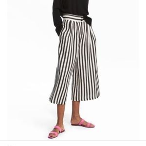 H&M Black and White Striped Wide Leg Pants